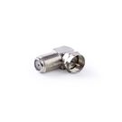 Satellite & Antenna Adapter | F Male | F Female | Nickel Plated | 75 Ohm | Angled 90° | Metal | Silver | 10 pcs | Envelope