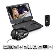 Portable 10" DVD-Player with USB -Headphone-suspension bracket Black