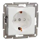 Asfora - single socket outlet with side earth - 16A shutters white w/o frame