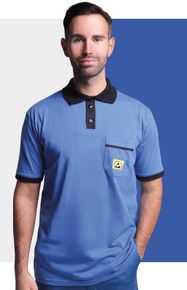 Рубашка POLO ESD синяя, 2XL, мужская