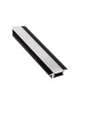 Aluminum profile with white cover for LED strip, black, recessed INLINE MINI XL 2m