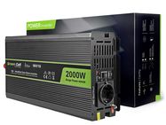 Automašīnas sprieguma pārveidotājs 12Vdc/230Vac 2000W/4000W 50Hz, ar USB 5V 2.1A; Green cell