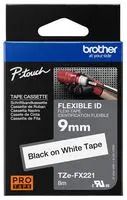 TAPE, 9MM, BLACK/WHITE, FLEXIBLE
