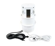 MULTIBOX mēbeļu kontaktligzda, 4xDE, 1x USB, 1x USB-C, QI, RJ45, 2 m balta dizaina gaisma