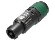 4 polu speakON kabeļu savienotājs, skrūvējamo spaiļu bloks, ieskrūvējams, spriedzes atslogotājs kabeļu diametram no 10 līdz 16 mm.