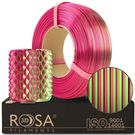 Filaments PLA Silk (Zīds) zaļā un fuksijas krāsā 1.75mm 1kg refill Rosa3D