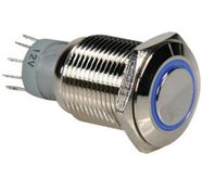 Metāla slēdzis  SPDT 1NO 1NC  ar zilu gaismiņu 230VAC / 0.5A