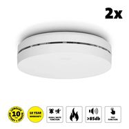 Design smoke detector with 10 year battery 2-pack White