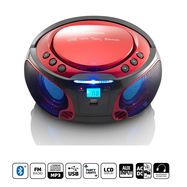 Portable FM Radio CD/MP3/USB/Bluetooth® player with LED lighting Red
