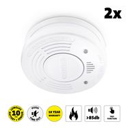 Smoke detector with 10 years battery and sensor runtime 2-pack White