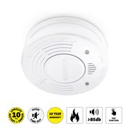 Smoke detector with 10 years battery and sensor runtime White