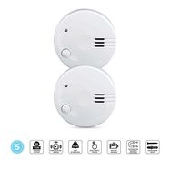 Mini smoke detector with 5 year battery 2-pack White