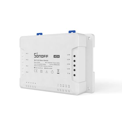 SMART Slēdzis 4CHPROR3, 4 kanālu, pārvaldāms caur aplikāciju, Wi-Fi, RF,  iespēja kontrolēt ar balsi ir pulti, SONOFF SONOFF-4CH-PRO-R3 6920075775815