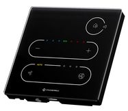 Stikla priekšējais sienas panelis ar skārienjūtīgām pogām, temperatūras un mitruma sensoru. Komunikācija Modbus RTU vai BACnet MS/TP. Barošanas avots