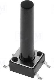 Poga OFF-(ON), nefiks. 4k. 0.05A/12VDC SPST-NO 6x6mm SMT; h=19.0mm