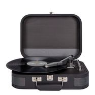 Vintage vinila atskaņotājs ar Bluetooth / USB atskaņotāju un ierakstītāju, titāna krāsā, kožādas futrālī 2x2,2 W RMS, titāna krāsā