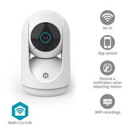 SmartLife Indoor Camera | 3MP Full HD 1296p | Pan tilt | Cloud Storage (optional) / microSD (not included) / Onvif | With motion sensor | Night vision | White