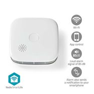 SmartLife Smoke Detector | Wi-Fi | Battery Powered | Sensor life cycle: 10 year | EN 14604 | Max. battery life: 24 Months | 85 dB | White | 1 pcs