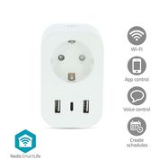 SmartLife Smart Plug | IP21 | Power meter | 3680 W | Type F (CEE 7/7) / 1x USB-C™ / 2x USB | 0 - 55 °C | Android™ / IOS | White | 1 pcs