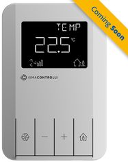 Sienas panelis ar 2,6" LCD displeju, temperatūras, mitruma un CO2 sensoru. Modbus RTU vai BACnet MS/TP. 24 V AC/DC, balts, ISMA CONTROLLI