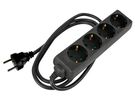 4-WAY SOCKET-OUTLET WITH SHRINK TUBE - 3G2.5 - 5 m CABLE - BLACK - SCHUKO