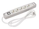 5-WAY SOCKET OUTLET WITH SWITCH - 2 USB PORTS - 1.5 m CABLE - GREY/WHITE - SCHUKO