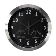 ALUMINIUM WALL CLOCK WITH THERMOMETER & HYGROMETER - ╪ 35.5 cm