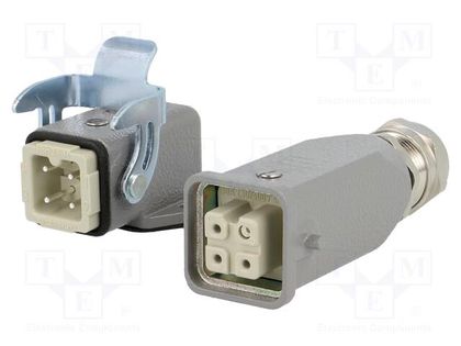 Connector: HDC; male + female; plug + socket,complete set; PIN: 4 HARTING 10200030003