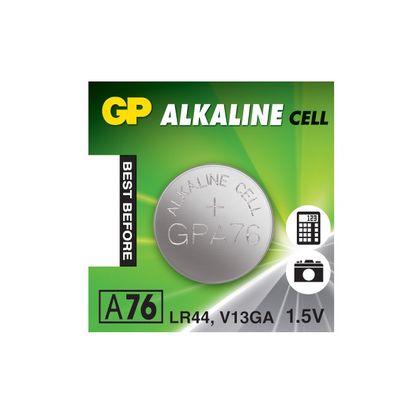 Alkaline Battery A76 (LR44, AG13, V13GA, PX76A,  L1154) 1.5V GP A76-2CY 4891199015496