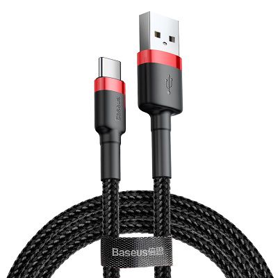 Cable USB A plug - USB C plug 1.0m QC3.0 red+black BASEUS CATKLF-B91 6953156278219