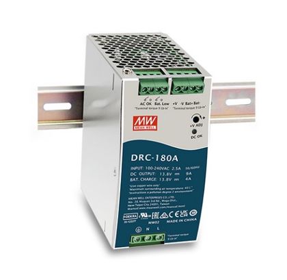 180W single output DIN rail with Battery Charger (UPS Function) 13.8V 9A, charge 13.8V 4A DRC-180A
