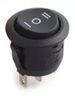Rocker switch; (ON)-OFF-(ON), not fixed, 3pins. 6A/250Vac, Ø19.8mm, SP3T, round, black