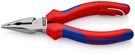 KNIPEX 08 22 145 T Needle-Nose Combination Pliers with multi-component grips, with integrated tether attachment point for a tool tether black atramentized 145 mm
