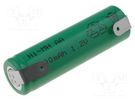 Re-battery: Ni-MH; AA; 1.2V; 2200mAh; soldering lugs; Ø14.5x48.7mm JJJ