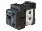 Contactor: 3-pole; NO x3; Auxiliary contacts: NO + NC; 24VDC; 25A SIEMENS
