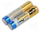 Battery: alkaline; 1.5V; AAA,R3; non-rechargeable; 2pcs. GP
