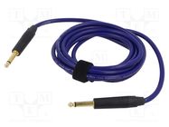 Cable; Jack 6,3mm 2pin plug,both sides; 3m; blue; 0.25mm2 TASKER