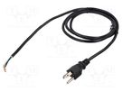 Cable; 3x18AWG; NEMA 5-15 (B) plug,wires; PVC; 1.8m; black; 10A Qualtek Electronics