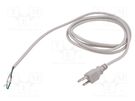 Cable; 3x18AWG; NEMA 5-15 (B) plug,wires; PVC; 2.4m; grey; 10A Qualtek Electronics