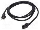 Cable; 3x18AWG; NEMA 5-15 (B) plug,wires; PVC; 2.3m; black; 10A Qualtek Electronics