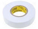Tape: electrical insulating; W: 19mm; L: 20m; Thk: 190um; white; 100% ANTICOR