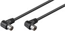 Angled Antenna Cable (<70 dB), Double Shielded, 2.5 m, black - coaxial plug 90Ā° > coaxial socket 90Ā°