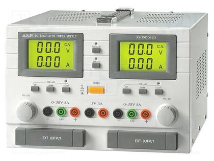 Power supply: laboratory; linear,multi-channel; 0÷30VDC; 0÷5A AXIOMET AX-3005DBL-3