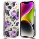 Ringke Fusion Design Armored Case Cover with Gel Frame for iPhone 14 Plus transparent (Purple rose) (FD637E29), Ringke