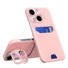 Leather Stand Case case for iPhone 14 cover card wallet with stand pink, Hurtel