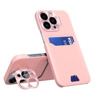 Leather Stand Case for iPhone 14 Pro Card Wallet Cover with Stand Pink, Hurtel