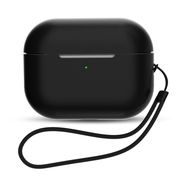 Silicone Case for AirPods Pro 2 / AirPods Pro 1 + Wrist Strap Lanyard - black, Hurtel