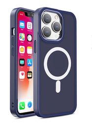Magnetic Color Matte Case for iPhone 15 Pro - navy blue, Hurtel