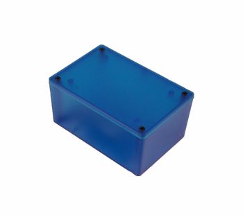 Plastkorpus 123x83x56mm läbipaistev sinine HAMMOND