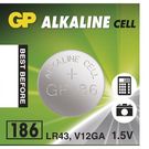 Alkaline Battery 186 (LR43, L1142,  AG12, V12GA, D186A, 386) 1.5V GP